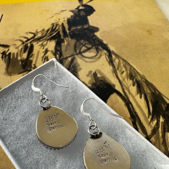 Navajo Garrison Boyd Mojave Purple Turquoise Earrings - Picture 6 of 6